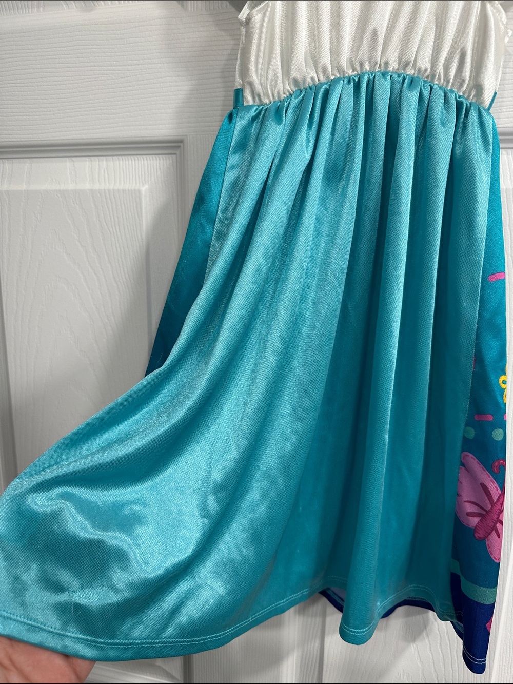 Disney Encanto Teal and Cream Ruffle Neckline Girls Dress - Picture 3 of 4